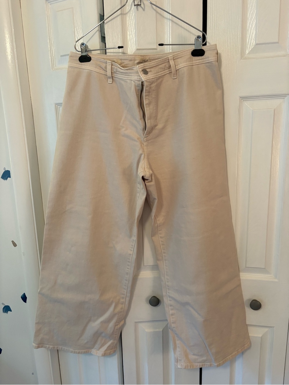 Cream Wide-Leg denim